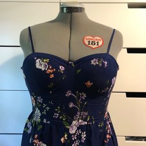 Band of Gypsies Blue Floral Jumpsuit with pockets